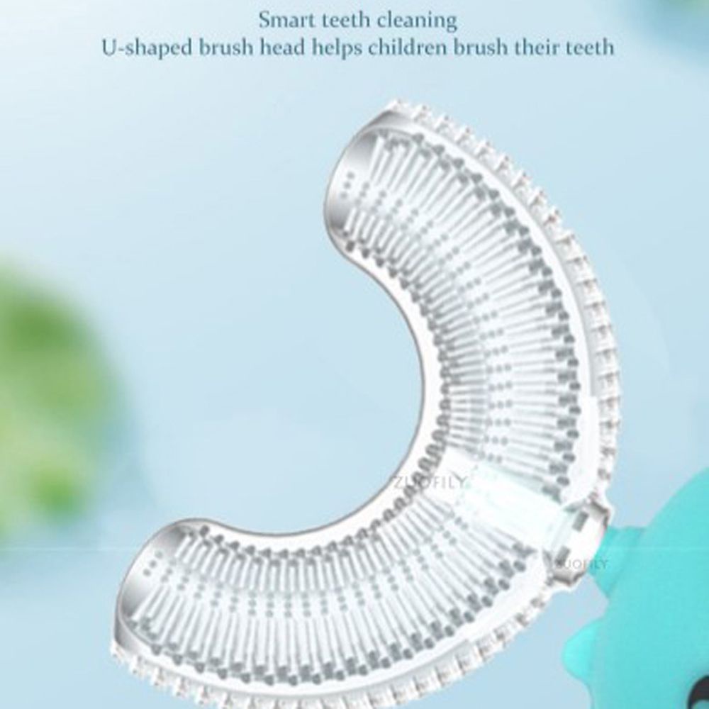 [Hàng mới về] Bàn chải đánh răng hình chữ U bằng silicon mềm hình bánh donut xoay 360 độ cho bé 2-12 tuổi