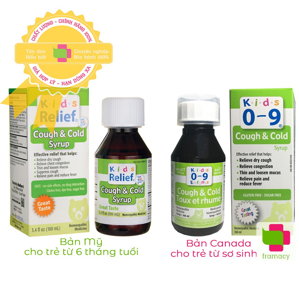 Siro Kids Relief Cough & Cold Syrup, USA/Canada (100ml) giúp giảm đa triệu chứng cho bé từ 0 đến 12 tuổi - [CHÍNH HÃNG]