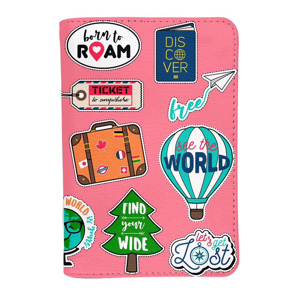 Ví Đựng Passport Du Lịch STICKERS TRAVEL Siêu Cute - Bao Da Hộ Chiếu Cover Sắc Màu Thiết Kế ĐẸP - ĐỘC - ĐƠN GIẢN - LT002