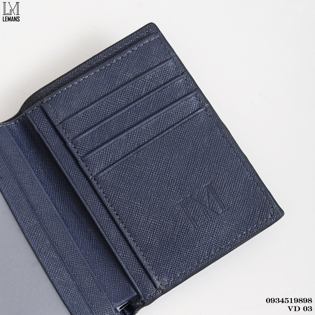 Ví da Saffiano Lemans dáng Đứng thông minh bảo hành 06 tháng