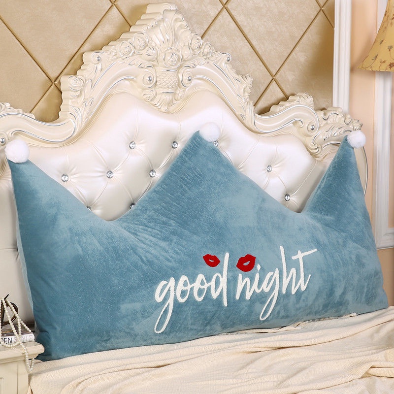 Đệm Lót Ghế Ngồi Mềm Mại Hình Vương Miện Công Chúa ❀Gối Tựa Lưng Đầu Giường Vải Nhung Thêu Hình Vương Miện Cỡ Lớn Tháo Rời Được Tiện Dụng