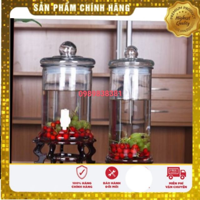 Bình ngâm rượu thủy tinh  Bình rượu có vòi trụ trơn 5 lít 10 lít