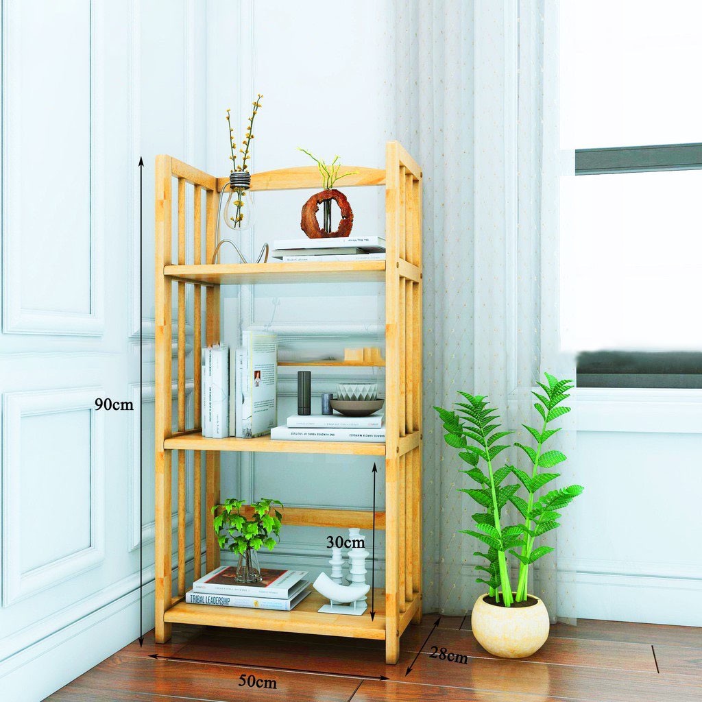 MIỄN PHÍ SHIP🆓Kệ Sách 3 Tầng Kệ Gỗ Tự Nhiên Decor Lắp Ráp Đơn Giản Dễ Dàng Bookshelf 3F Natural