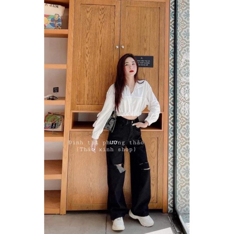 Quần rộng đen ba rách DH0321