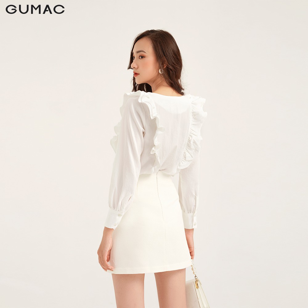 Áo sơ mi nữ phối bèo GUMAC đủ màu, đủ size, trẻ trung, thanh lịch AB190 | BigBuy360 - bigbuy360.vn