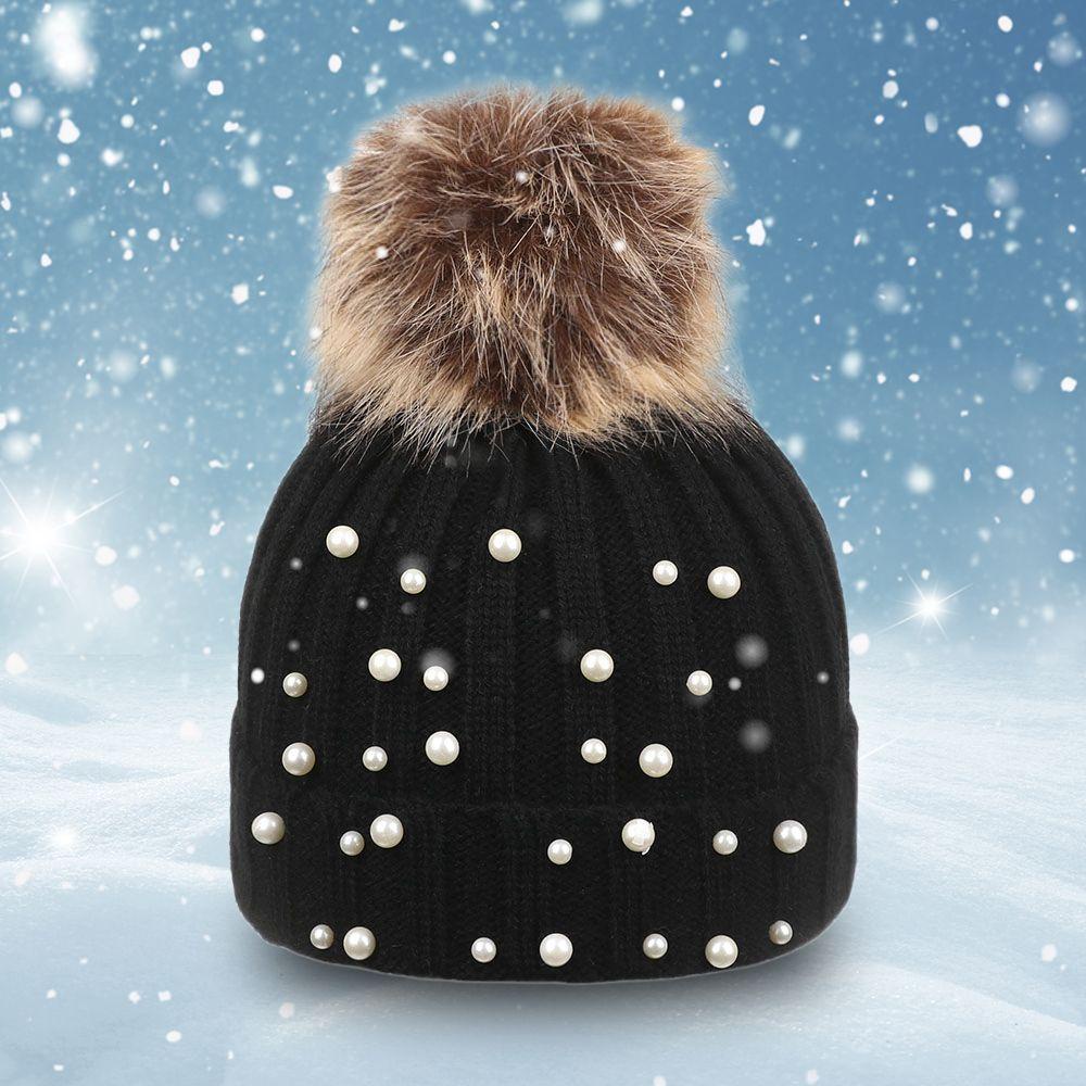 EUCA Mũ Len Beanie Chóp Quả Bông Cho Bé