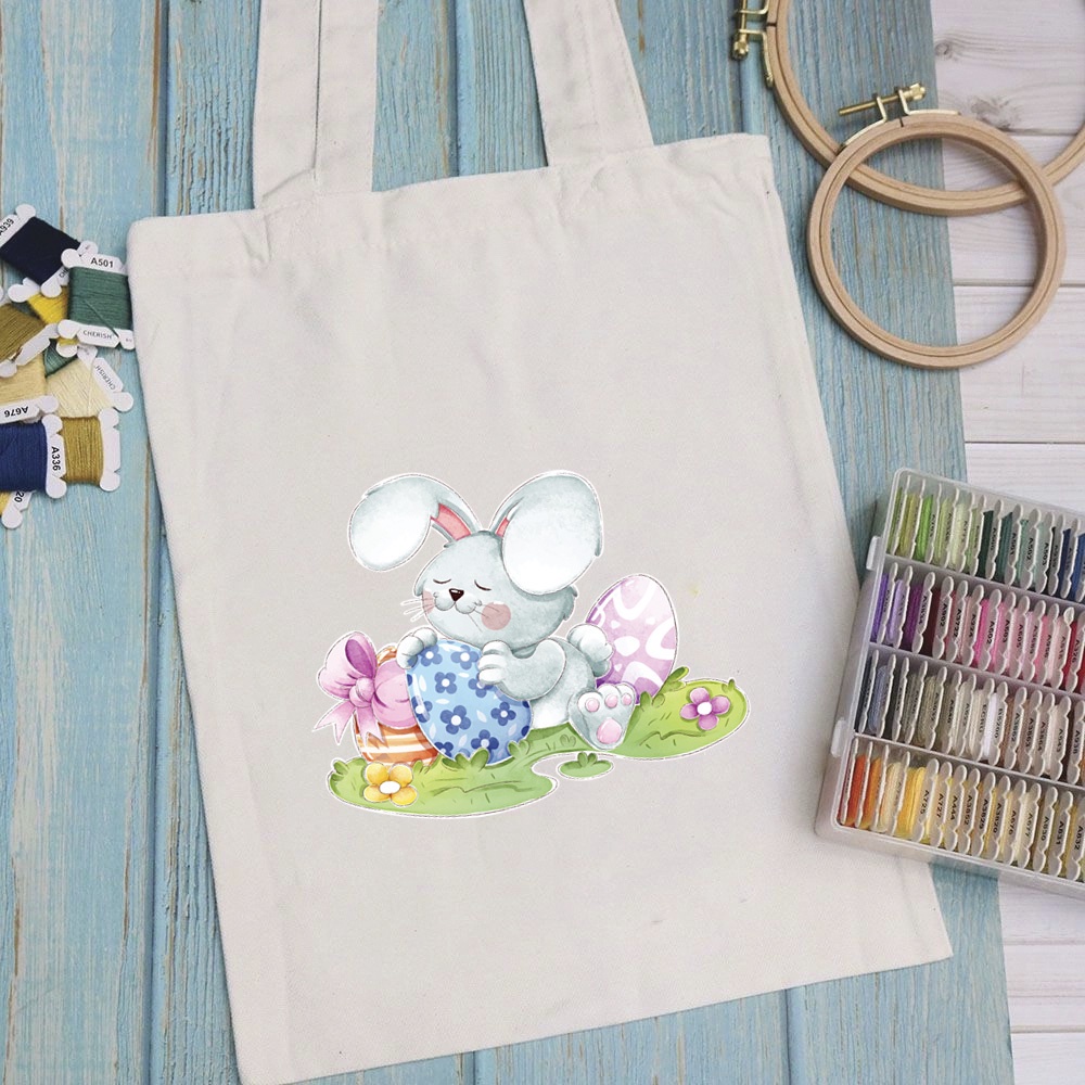 Túi vải túi Tote RABBIT - Mẫu 4 vải canvas dày đẹp cho nữ có khóa miệng đi học đi chơi. In hình theo yêu cầu