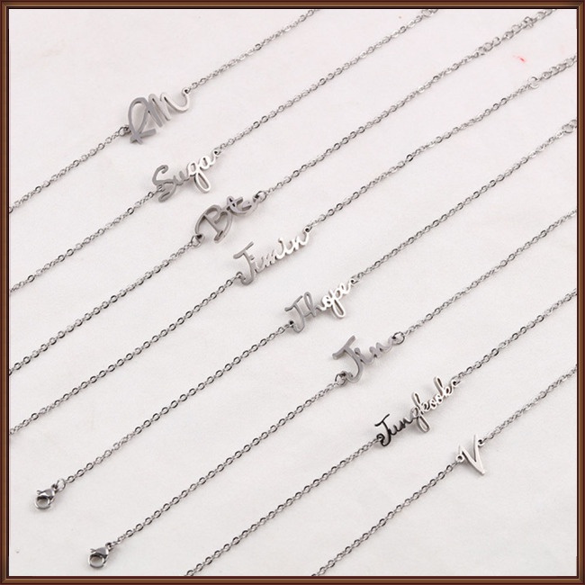 Jaz Vòng Tay Mạ Điện Đơn Giản Họa Tiết Chữ Ký BTS Thời Trang