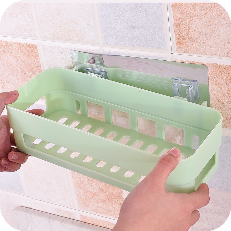 Kệ nhựa treo tường nhà bếp nhà tắm bằng nhựa cứng kệ để đồ đa năng có miếng dán tiện lợi chịu lực | BigBuy360 - bigbuy360.vn