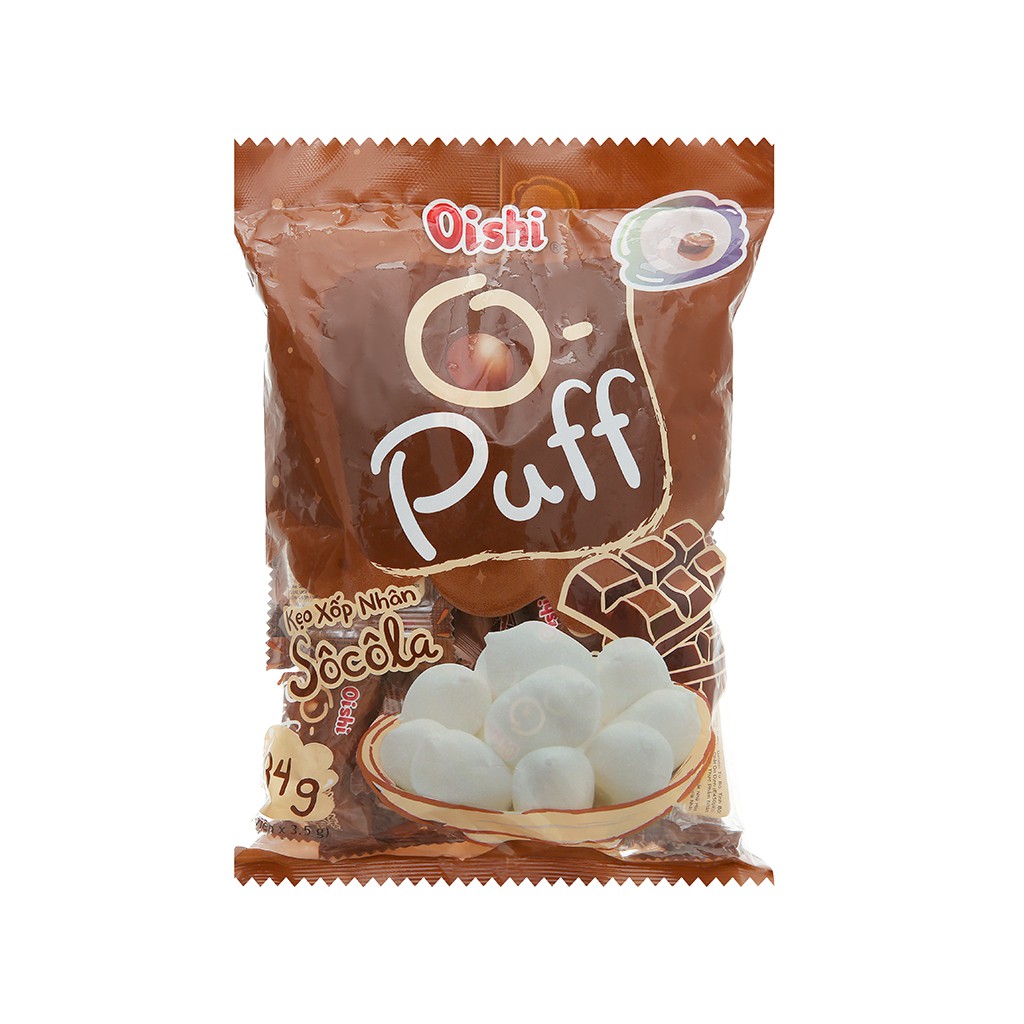 Kẹo xốp nhân socola nhân xoài nhân matcha Oishi Puff gói 84g