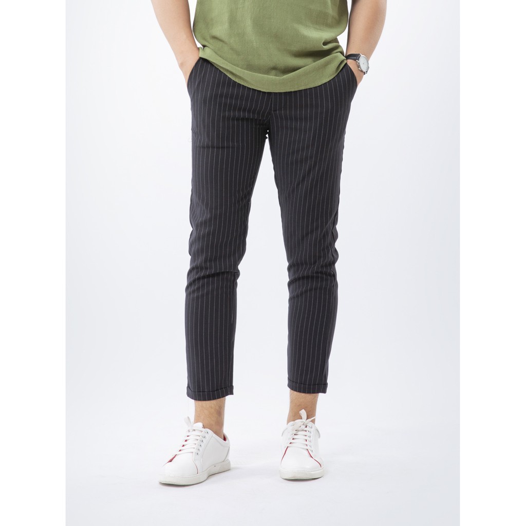 Quần Tây Nam Kẻ Sọc Đẹp 4MEN QT150 Form Slim-Cropped, Vải Cao Cấp