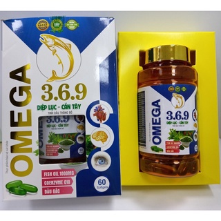 Viên uống dầu cá Omega 369 diệp lục cần tây , tinh dầu thông đỏ, sáng mắt, khỏe mạnh tim mạch - Hộp 60 viên