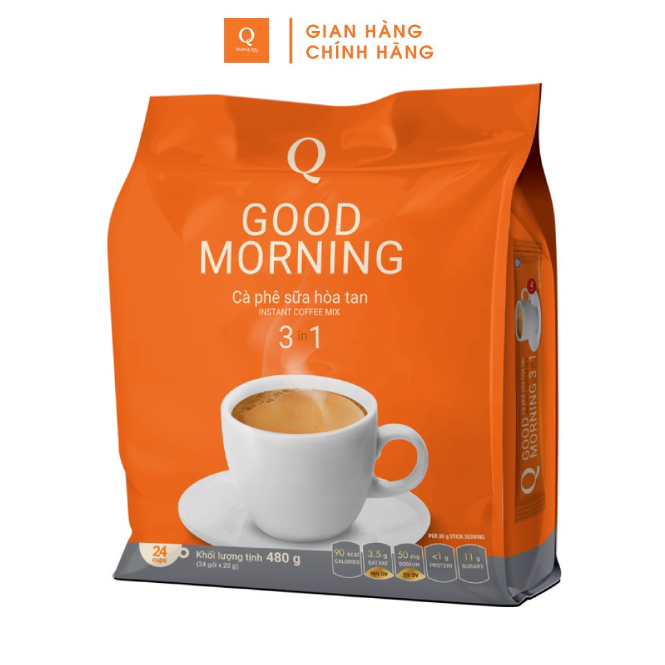 Cà phê sữa uống liền hoà tan Goodmorning (bịch 24 gói x 20gr) Trần Quang