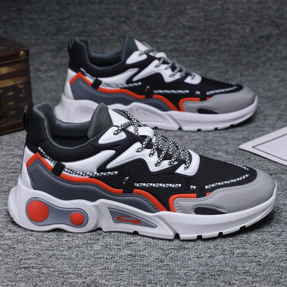 Giày Thể Thao Nam GEMI - Giày Sneaker Màu Đen - Đen Đỏ , Giày Thể Thao Đế Giày Chạy Bộ Chống Sốc - G5090