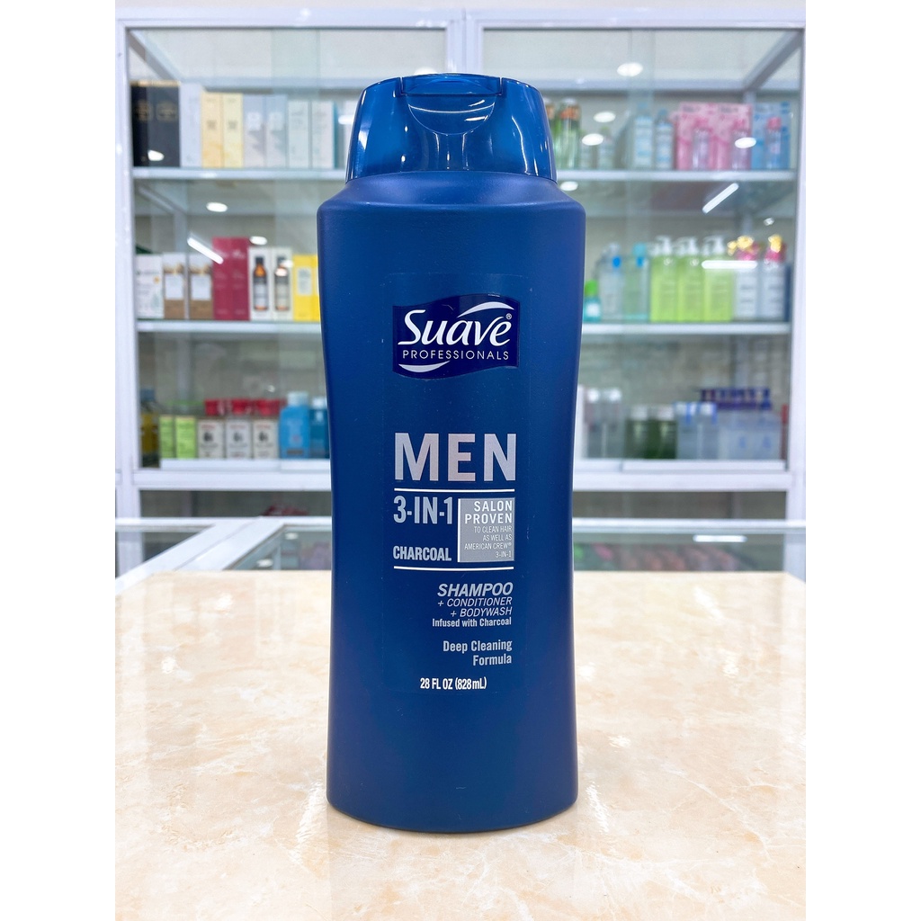 Sữa Tắm Gội Xả Cho Nam SUAVE MEN 3IN1 USA 828ML Mẫu Mới