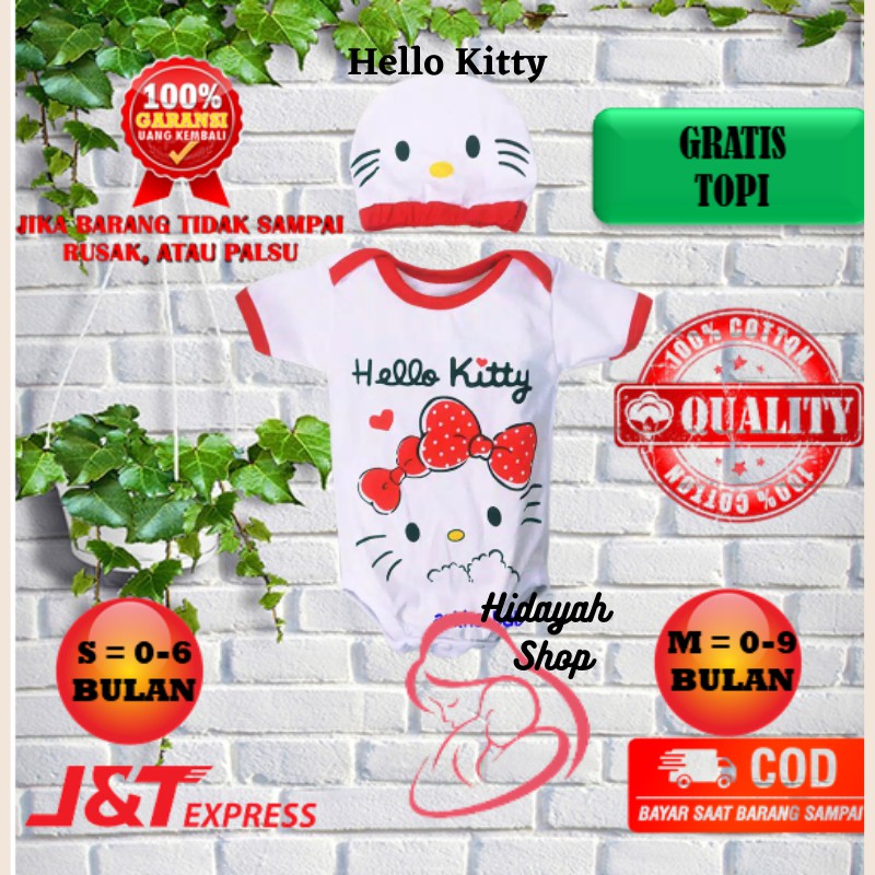 Bộ Áo Liền Quần Hình Hello Kitty Dễ Thương Cho Bé