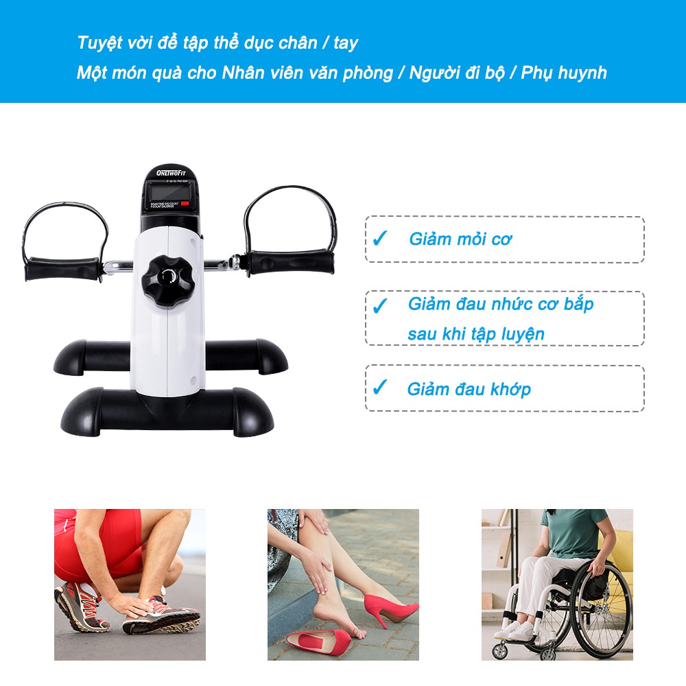 OneTwoFit Xe Đạp Tập Thể Dục Mini Di Động Thể Dục Trị Liệu Giảm Cân, Giảm Bụng, Tăng Cơ OT154