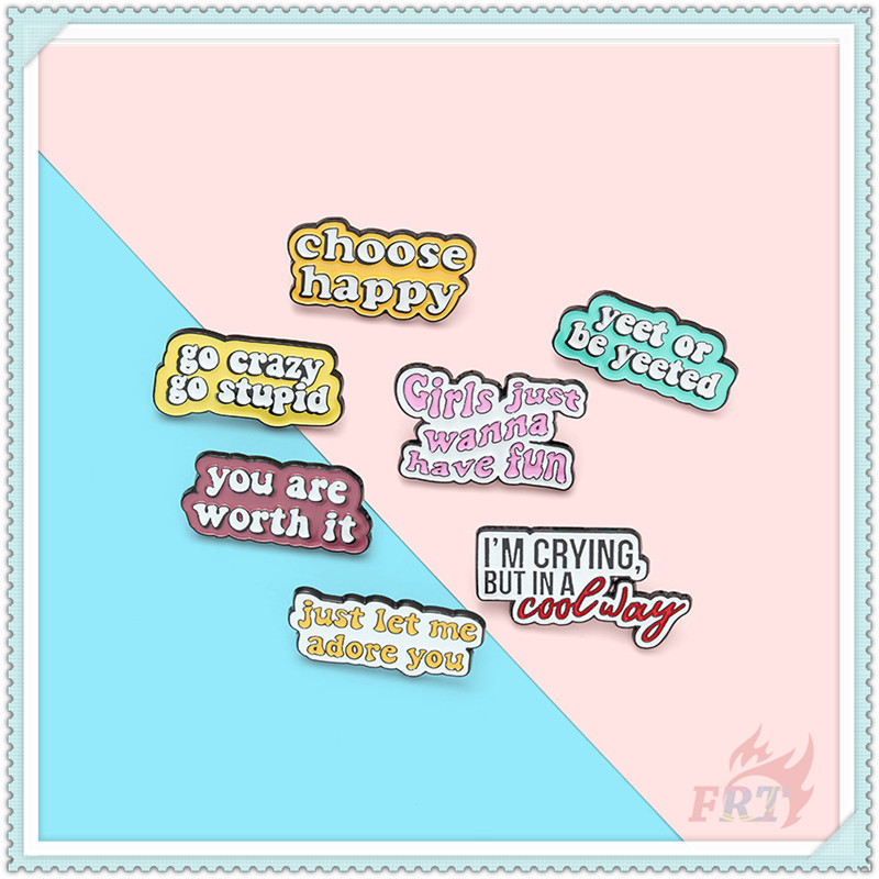 Huy hiệu cài áo ba lô tráng men họa tiết dòng chữ cái Tiếng Anh 01