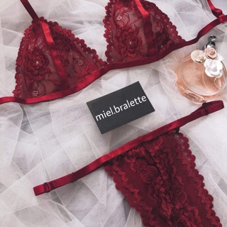 Bộ Bralette đỏ quần dây sexy