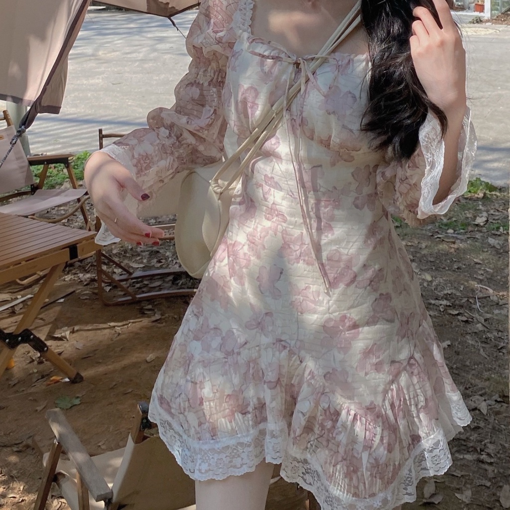 (MớI) Chân VáY NgắN In Hoa BằNg VảI Chiffon Phong CáCh HàN QuốC