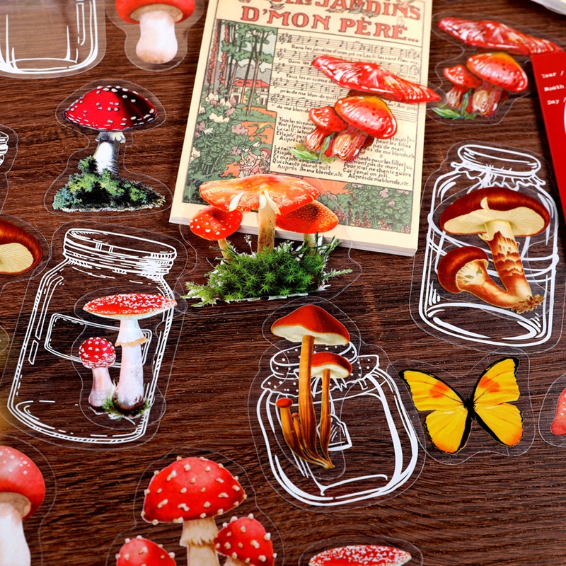 Set 40 Miếng Dán Hình Lọ Hoa/Bướm/Cánh Bướm Nghệ Thuật Trang Trí Album Ảnh DIY