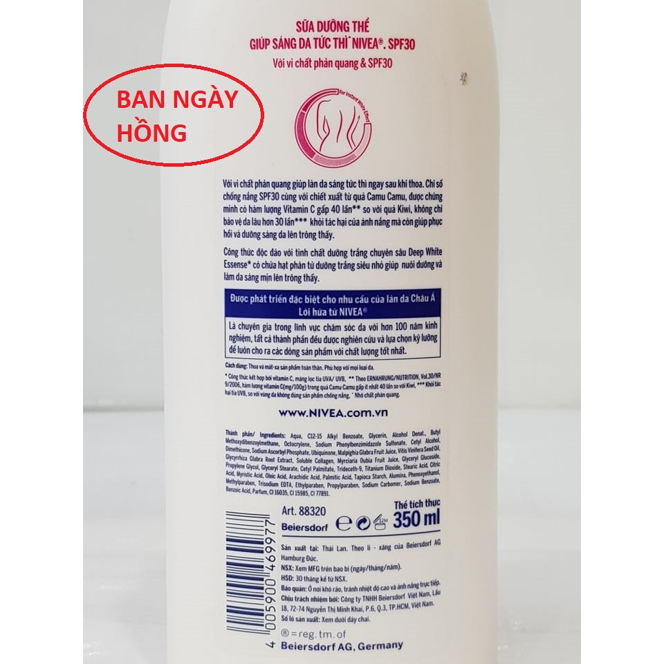 Sữa Dưỡng Thể NIVEA Phục Hồi Dưỡng Trắng Da 350ml 400ml Thái Lan