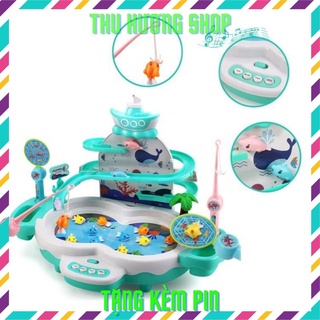 Bộ đồ chơi câu cá mô hình tháp nước cầu trượt,có đèn, có nhạc
