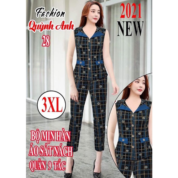 Bộ Quỳnh Anh áo sát nách quần 9 tấc mịn hàn sale