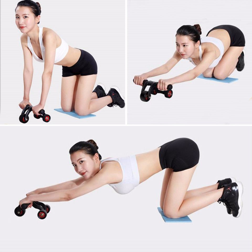 Con lăn tập bụng 4 bánh  TẶNG KÈM THẢM NHỎ  Con lăn tập gym thông minh, thiết kế nhỏ gọn, tiện lợi.