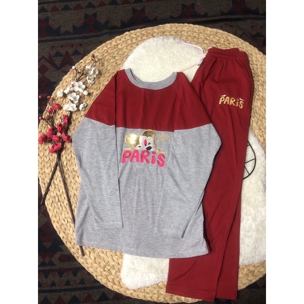 Bộ thun đỏ dài tay Christmas / Paris