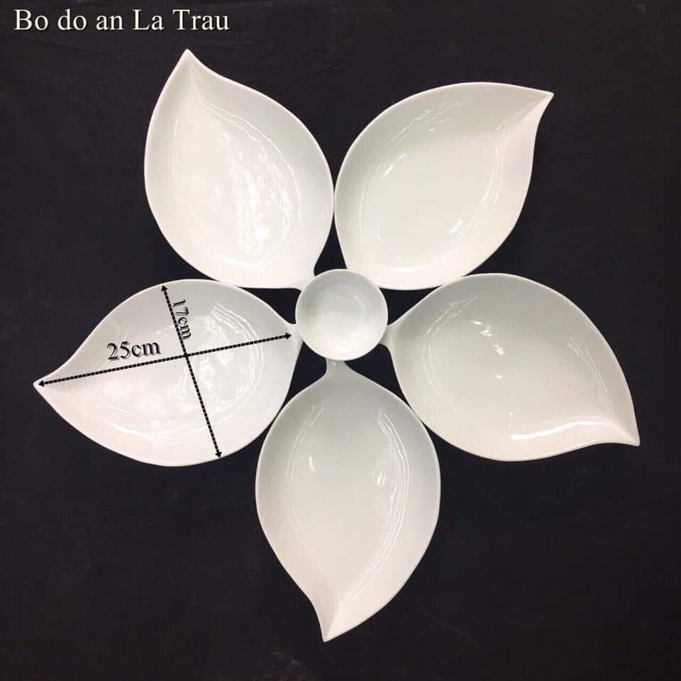 Bộ đĩa lá trầu gốm sứ Bát Tràng