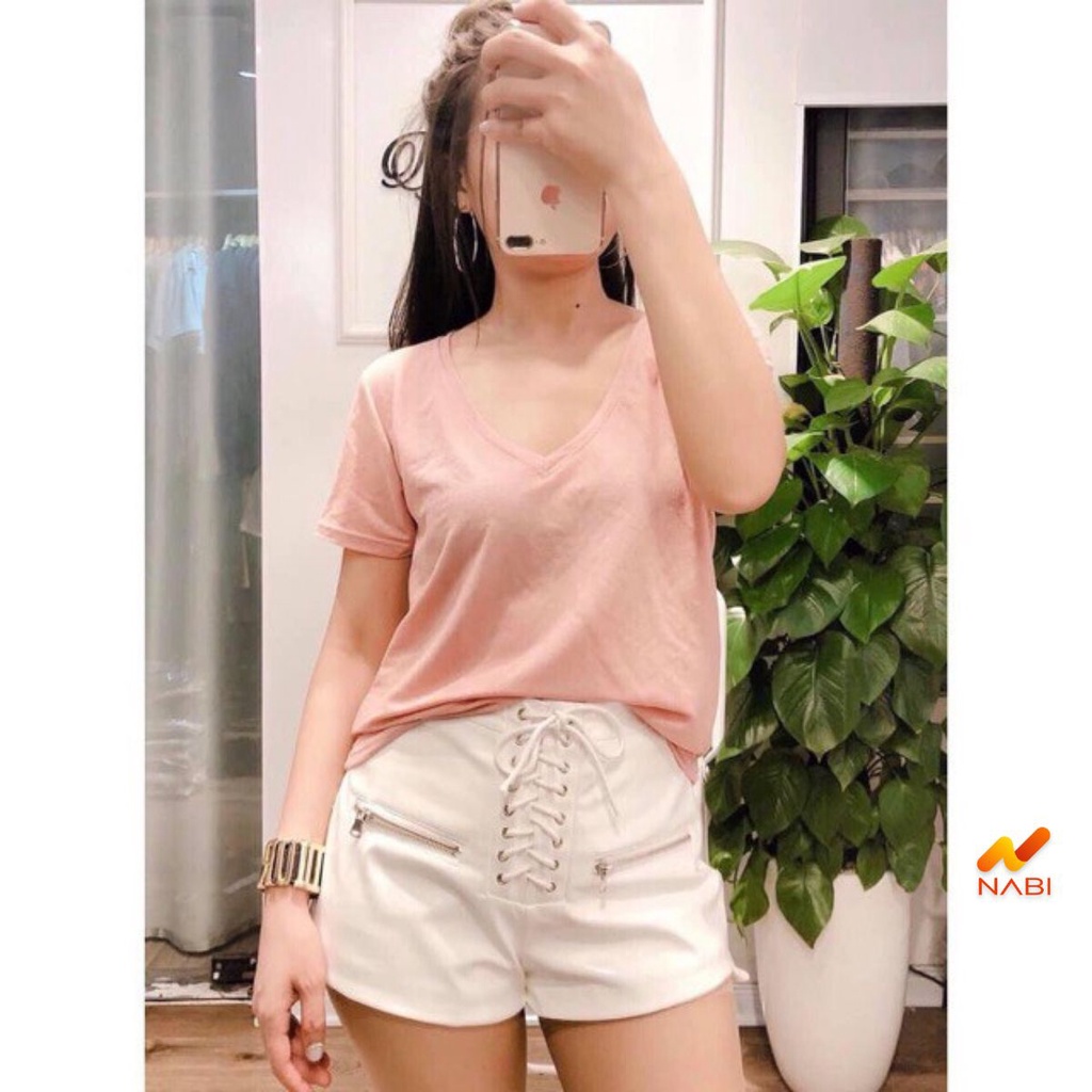 [Có video quay thật Áo thun nữ tay ngắn cổ tim đẹp hot 2020 AP01