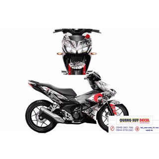 Tem trùm xe Winner X samurai đỏ đen, độ thiết kế team dán phủ decal xe máy giá rẻ đẹp