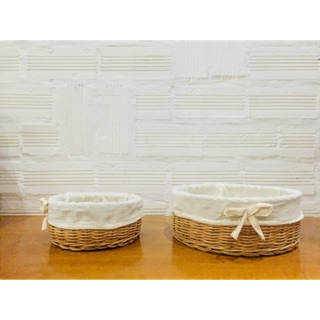 Rổ mây có vải lót đựng mỹ phẩm hoa quả trang trí decor chụp ảnh