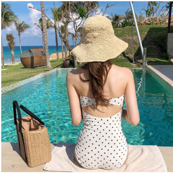 [quà tặng là chun buộc tóc ạ] Bikini phối ren hoa hoạ tiết chấm bi thiết kế quyến rũ cho phái nữ | BigBuy360 - bigbuy360.vn