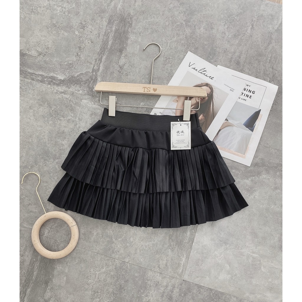 CHÂN VÁY XÒE NỮ XẾP LY 2 TẦNG