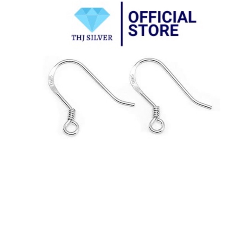 Phụ kiện móc treo đá và trai chuẩn bạc ta ( 1 đôi ) - THJ SLIVER