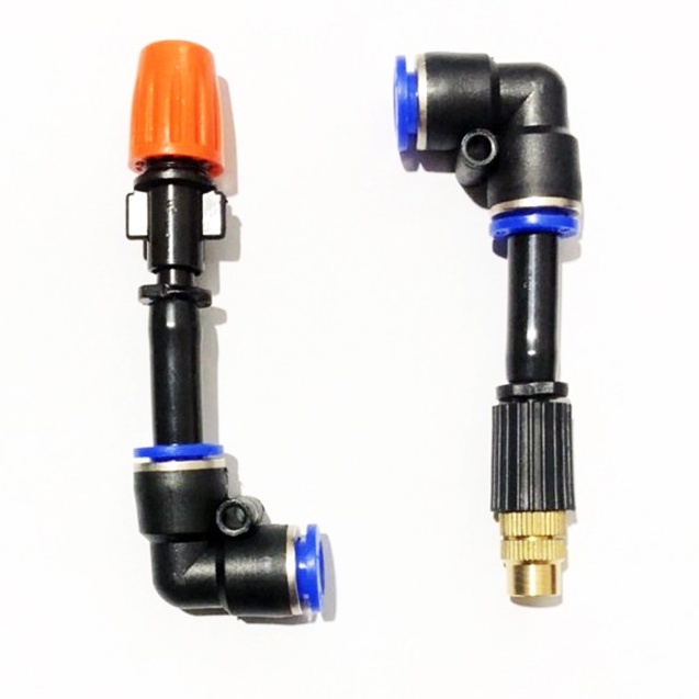Béc Phun Sương 1 Cửa Chân Góc Cút Dây 8mm Phun Sương Làm Mát Tưới Lan Cây Cảnh