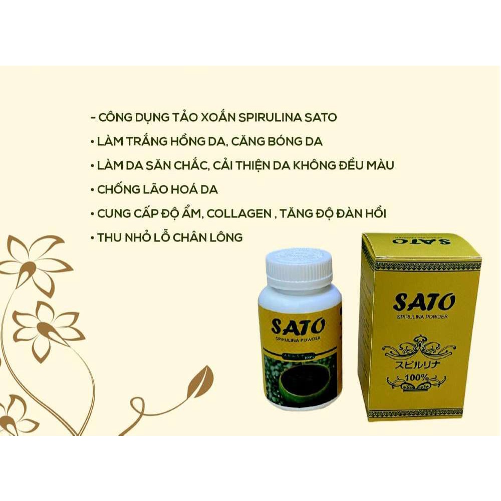 TẢO XOẮN SPIRULINA SATO DẠNG BỘT - Hộp 100 gram vi kim tảo biển phi kim nano cấy vitamin C