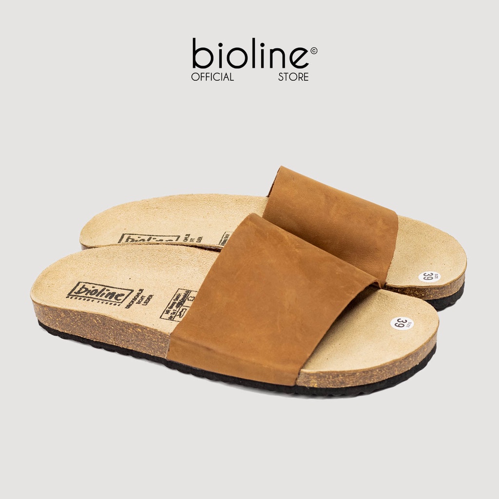 [DA BÒ THẬT] D05-Dép đế trấu BIRKEN da bò thật quai ngang Birken Bioline Unisex (Đế trấu)