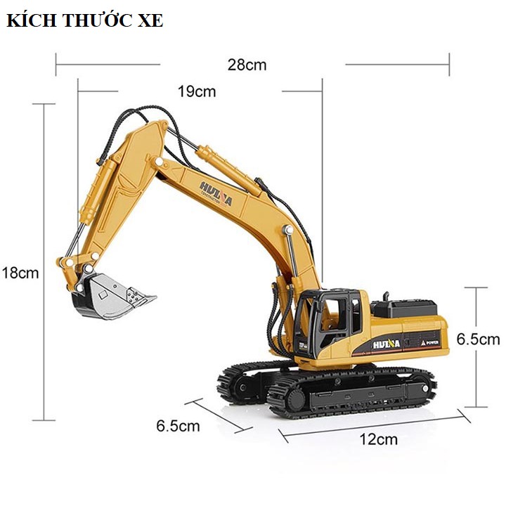 Mô hình xe cẩu xúc đồ chơi trẻ em xe bằng kim loại và nhựa tỉ lệ 1:50