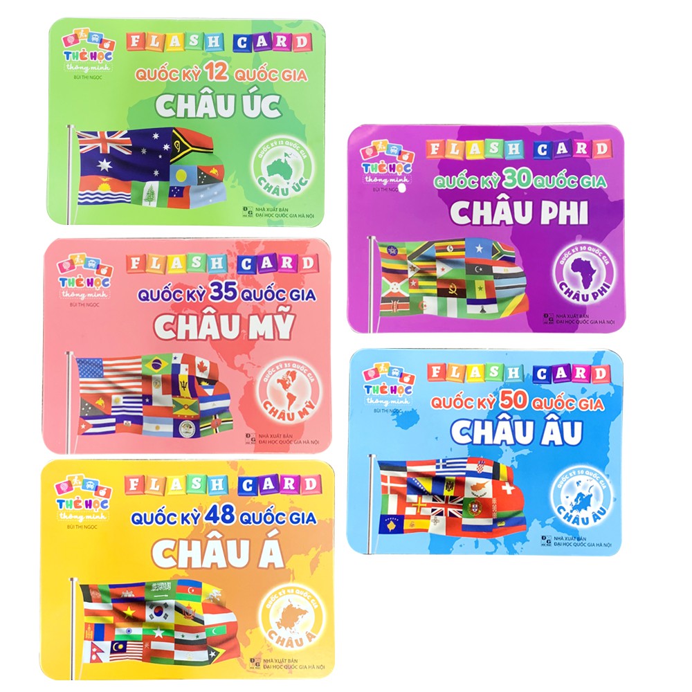 Thẻ Học Song Ngữ Bibo Quốc Kỳ Các Nước 5 Châu Lục Có Phiên Âm