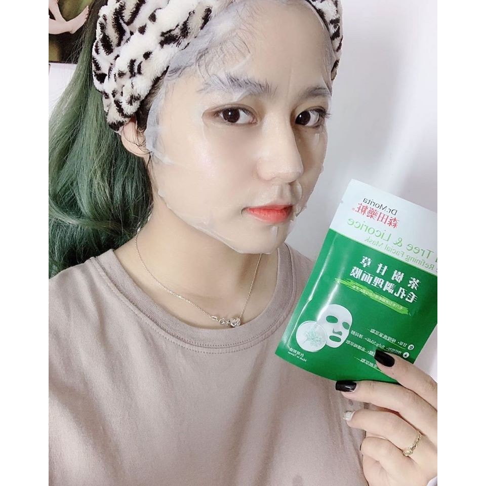 Mặt Nạ Tràm Trà &amp; Cam Thảo Làm Dịu, Phục Hồi Da Mụn Dr.Morita Tea Tree &amp; Licorice Pore Refining Facial Mask