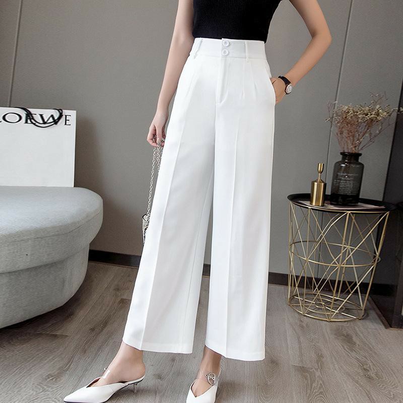 Quần ống rộng nữ cạp siêu cao 2 khuy chất tuyết mưa