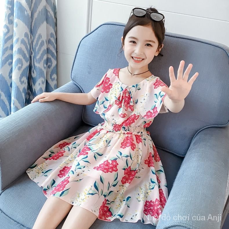 Summer Baby Girl For Baby Korean Red Chiffon Flower Princess Small Tidal Children