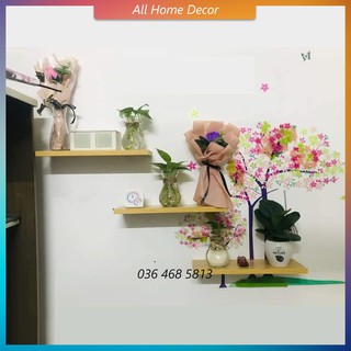 Bộ 3 kệ ngang Alpha, bộ kệ trang trí treo tường gỗ dài 30cm