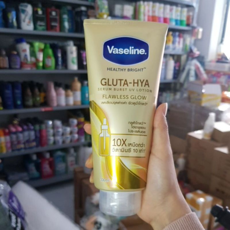 Sữa dưỡng thể Vaseline Healthy Bright Gluta HYA Serum Burst Lotion 10X  50xThái Lan 320ml