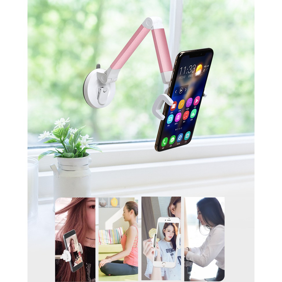 Giá đỡ kẹp điện thoại iphone chân hút dính tường cao cấp thời trang