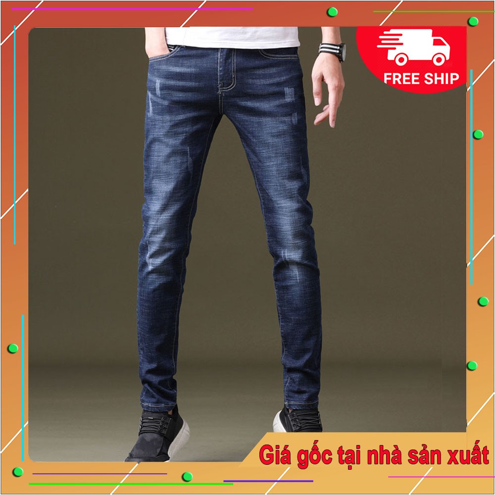 Quần jean nam dài 💥FREE SHIP💥 Quần bò nam cào xước rách nhẹ co giãn