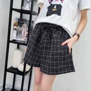 Quần Đùi Nữ Kẻ Ô, Quần Short Nữ Ống Rộng